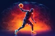 basketball player in a warp galaxy energy low poly style illustration generative ai