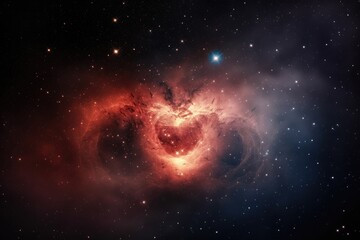Wall Mural - heart-shaped nebula with twinkling stars in the background, created with generative ai
