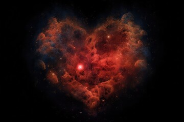 Wall Mural - heart-shaped nebula with twinkling stars of the night sky, created with generative ai