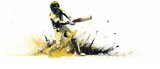Fototapeta  - Illustration of batsman in cricket game on watercolor background banner. Ai Generated.