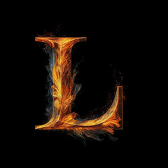 Canvas Print - The letter L in a mythical way on black background,Generative AI