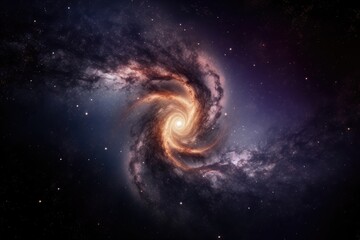Poster - massive black hole at the center of a galaxy, with swirling nebulae and stars in the background, cre