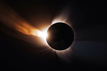 Wall Mural - nebulous swirl of colors and shapes, with dark silhouettes against the stars, created with generativ