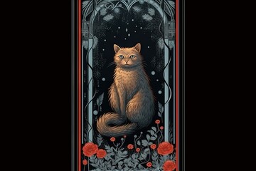 Judgment Cat Tarot card illustration generative ai