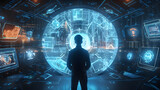 Fototapeta  - person in a spaceship cybersecurity concept - generative AI