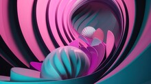 A Pink And Blue Swirl With A White Ball. Generative AI Image.