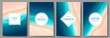 © i_mARTy - Abstract ocean waves and sand top view posters set. Vector tropical beach background with blue gradient and copy space for text.
