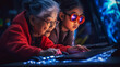 Generative ai asiatic granddaughter teaching her grandmother to use new technology