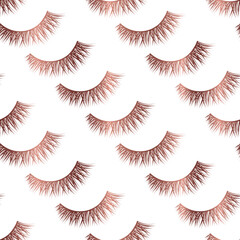 Wall Mural - Rose gold Lashes seamless vector pattern