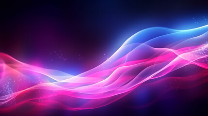 Wall Mural - abstract futuristic background with pink blue glowing neon moving high speed wave lines and bokeh li