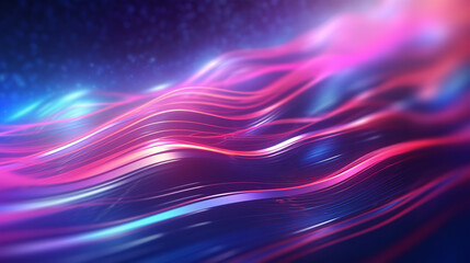 Wall Mural - abstract futuristic background with pink blue glowing neon moving high speed wave lines and bokeh li