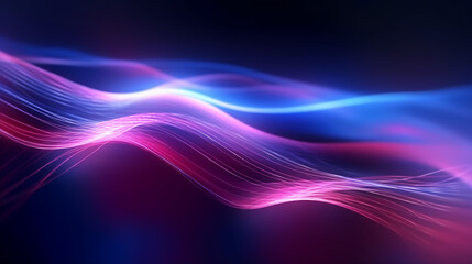 Wall Mural - abstract futuristic background with pink blue glowing neon moving high speed wave lines and bokeh li