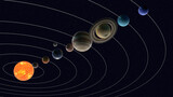 Fototapeta Kosmos - 直列した太陽系の3Dイラストレーション