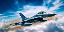 Fighter Jet F-16 In The Sky. Generative AI