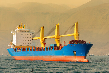 Wall Mural - Cargo ship at port of Iquique, Chile