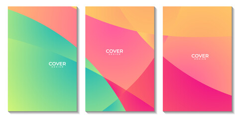 set of flyers with modern abstract colorful background