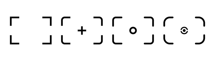 Camera viewfinder icon. Photo viewfinder symbol in line. Outline focus viewfinder icons set. Camera frame in line