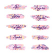 Japanese girl names starting with Letter A, Aki, Azumi, Arina, Ayumi, Ami, Ayaka, Ayame, Akiko, Akari and Asako, stickers, gift labels, png file