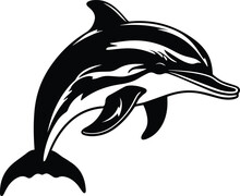 Bottlenose Dolphin Logo Monochrome Design Style
