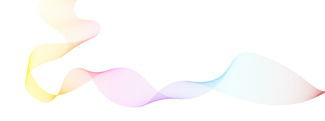 Abstract colorful flowing wave curved lines, frequency wavy sound, technology curve line on white background. Design used for technology, science, banner, template, wallpaper, business and many more.