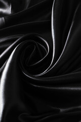 Background black twisted silk fabric,abstract texture satin fabric.