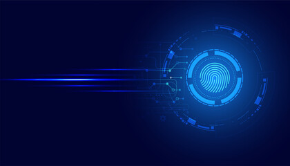 Wall Mural - abstract circle digital cyber security fingerprint connection and communication futuristic on blue b