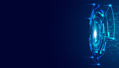 Wall Mural - abstract circle digital circuit concept light circle network connection blue digital background futu