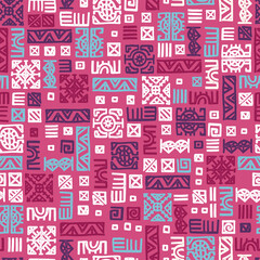 hand drawn abstract seamless pattern, ethnic background, african style - great for textiles, banners