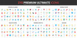 © lembergvector - Modern lifestyle and sport workout color flat icons set vector illustration. Abstract symbols of daily healthy food and fitness planner application, success diet simple design for mobile and web apps