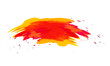 Salpicadura de pintura color rojo y amarillo. Vector de textura en forma de tinta o brocha. Concepto de acuarela. Ensuciar. Ni√±os pintando.