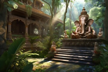 Wall Mural - Divine Splendor: Captivating Image of Lord Ganesha, generative AI