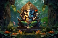 Divine Splendor: Captivating Image Of Lord Ganesha, Generative AI