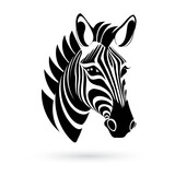 Fototapeta Konie - Stylized black and white zebra head logo template on a white background