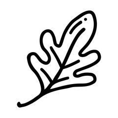 Hand drawn line art of leaf in doodle style