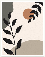 Wall Mural - free vector hand-drawn flat leaf design boho wall art