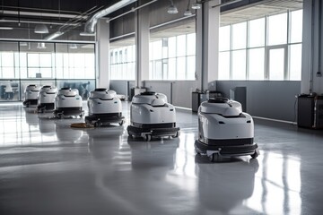 Team of robotic cleaners. Generative AI