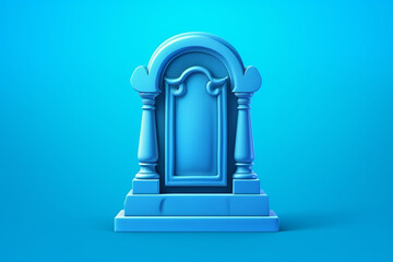 Wall Mural - 3d illustration of tombstones on blue background