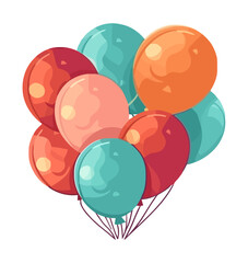 Poster - colored balloons flying in celebration