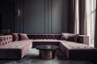 Interior with violet sofas. Generative AI