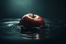 A Crisp Apple Submerged In Refreshing Water. Generative AI