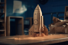 The Power Of Imagination Is On Display As A Cardboard Box Becomes A Rocket Ship For An Out-of-this-world Adventure AI Generative