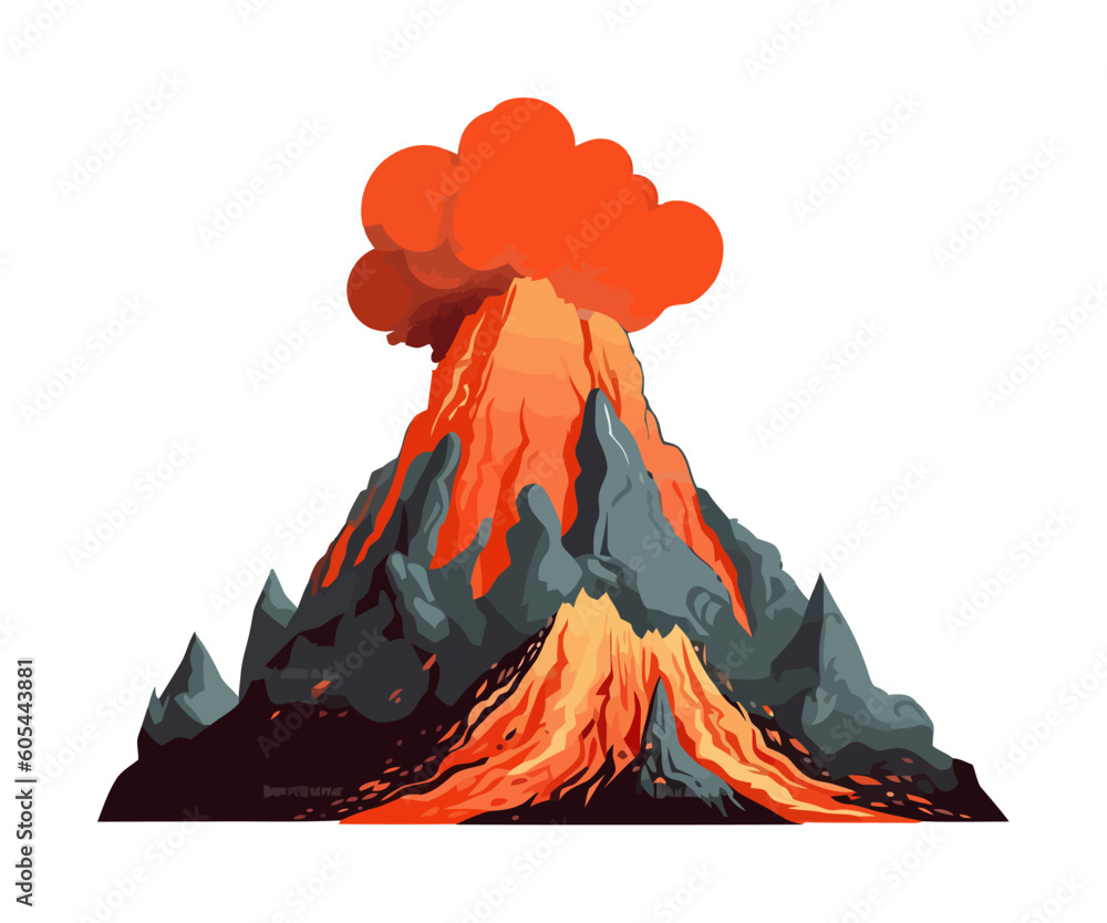 volcano eruption with lava vector illustration Stock Vector | Adobe Stock