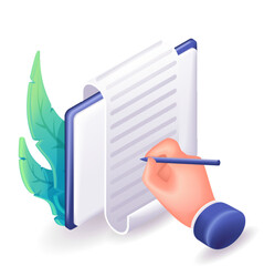 Wall Mural - isometric 3d icon businessman signing an agreement or contract online. digital signature concept. ve