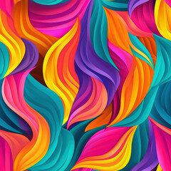 Wall Mural - Abstract seamless pattern with colorful leaves. Generative AI