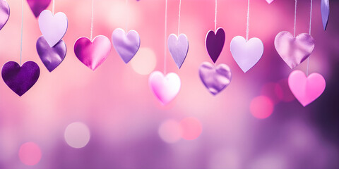 Wall Mural - soft focus dreamy pastel color background with copy space, heart shapes, valentine, love, sweet cand