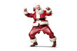 © Goffkein - Isolated dancing cheerful funny xmas santa claus on a white background created with Generative AI