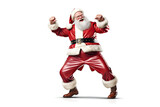 Fototapeta Sport - Isolated dancing cheerful funny xmas santa claus on a white background created with Generative AI