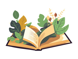 Poster - open book and leaves nature