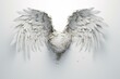 Isolated heart with angel wings on white background. Generative AI