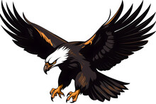 A Bald Eagle Or Hawk Flying With Wings Spread Mascot. Neural Network AI Generated
